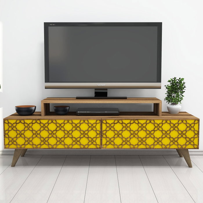 Hanah Home Soporte de TV City - Nogal y Amarillo Hanah Home Soporte de TV City - Nogal y Amarillo